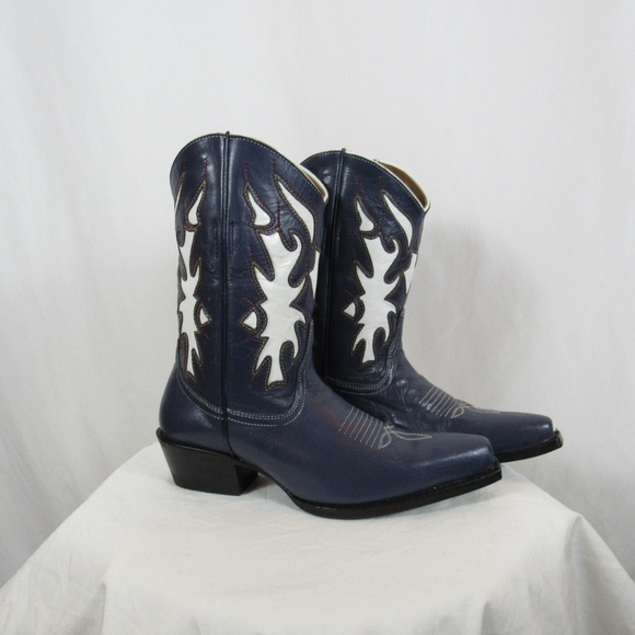 Corral Shoes - Corral Western Blue White Leather Cowboy Boots